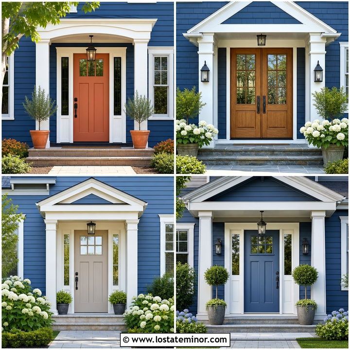 30 Denim Blue House Design With Entry Door Ideas for Fresh Style