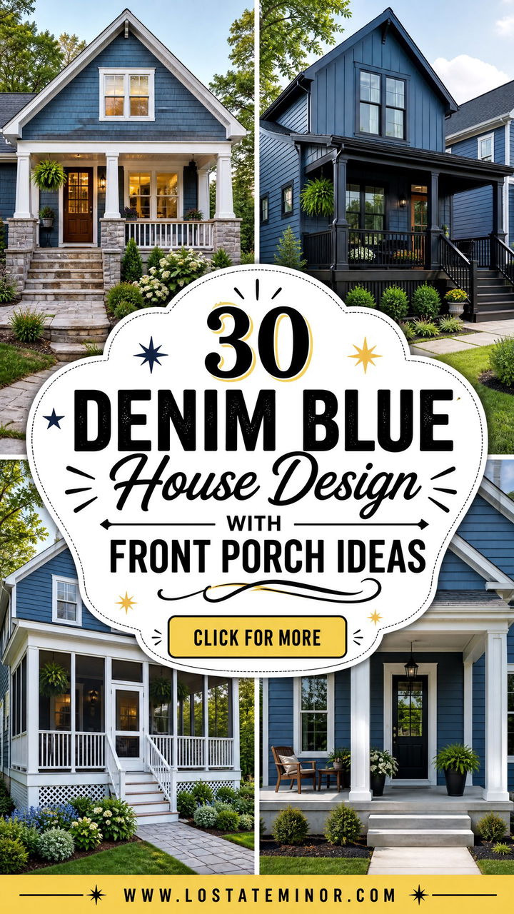 30 Denim Blue House Design With Front Porch Ideas Youll Love - 30 Denim Blue House Design With Front Porch Ideas You’ll Love