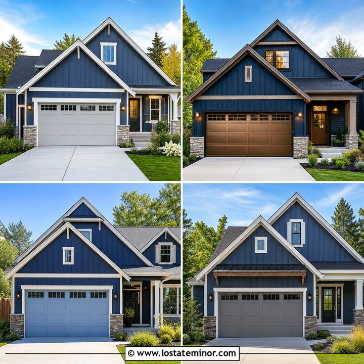30 Denim Blue House Design With Garage Door Ideas to Inspire You