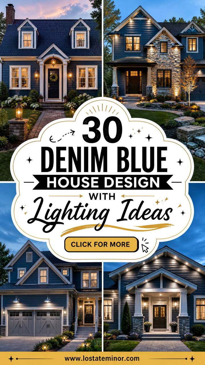 30 Denim Blue House Design With Lighting Ideas for a Warm Glow - 30 Denim Blue House Design With Lighting Ideas for a Warm Glow