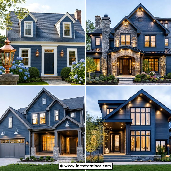 30 Denim Blue House Design With Lighting Ideas for a Warm Glow