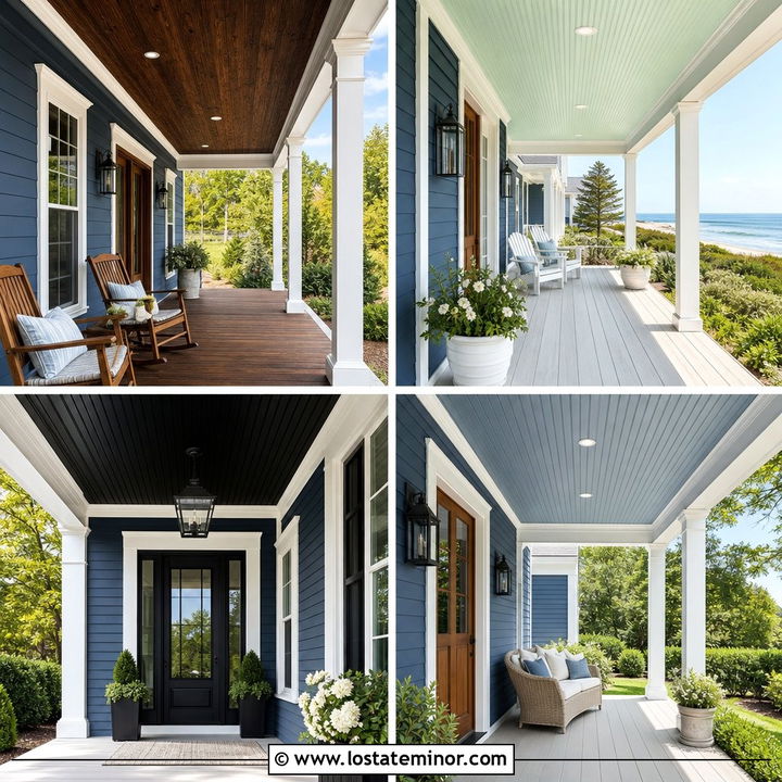 30 Denim Blue House Design With Porch Ceiling Ideas to Inspire