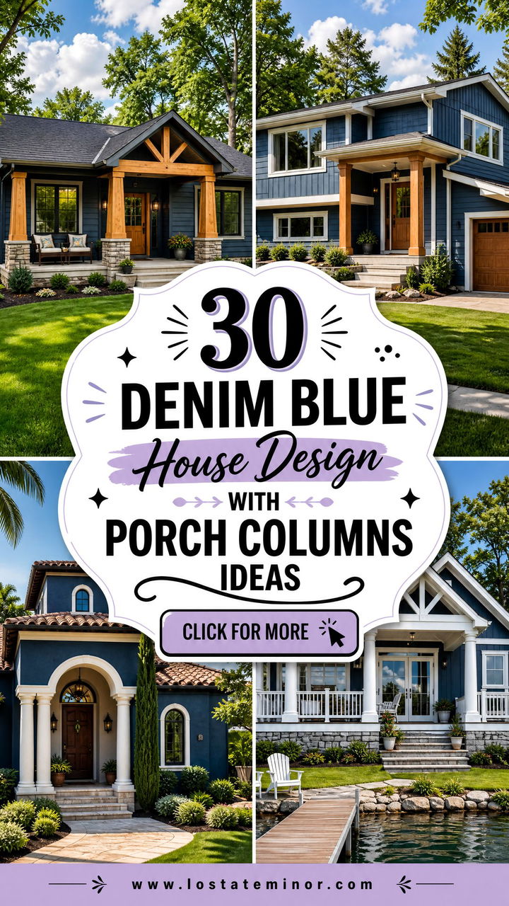 30 Denim Blue House Design With Porch Columns Ideas Youll Love - 30 Denim Blue House Design With Porch Columns Ideas You’ll Love