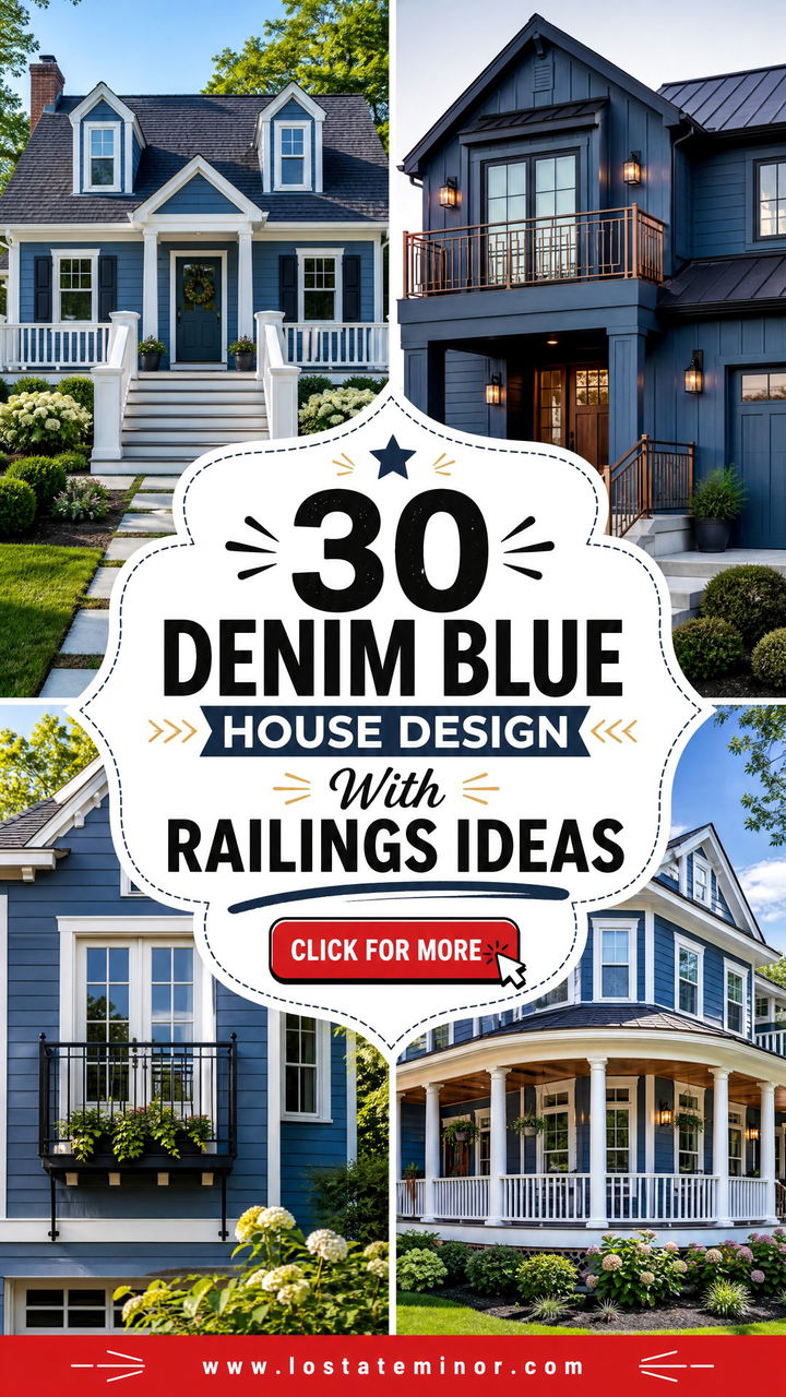 30 Denim Blue House Design With Railings Ideas Stylish Picks - 30 Denim Blue House Design With Railings Ideas: Stylish Picks