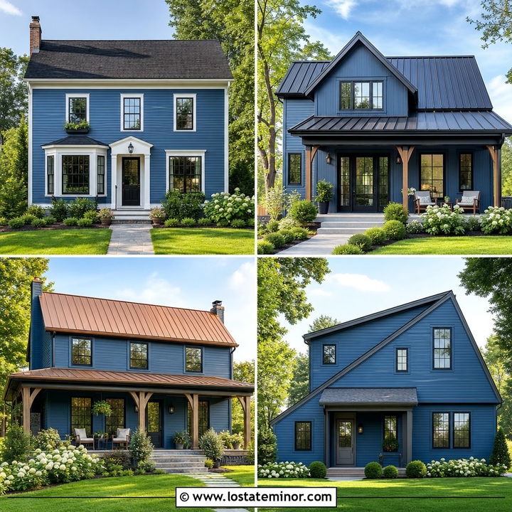 30 Denim Blue House Design With Roof Ideas for Curb Appeal