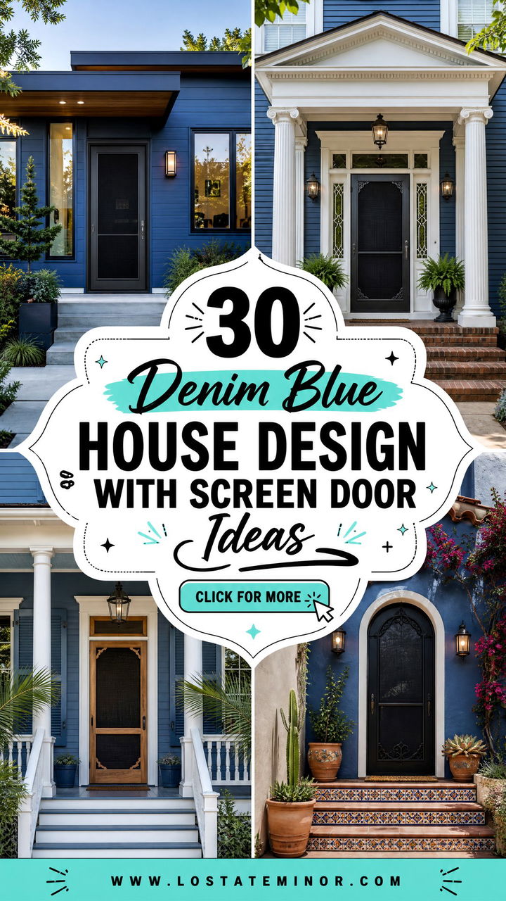 30 Denim Blue House Design With Screen Door Ideas to Inspire - 30 Denim Blue House Design With Screen Door Ideas to Inspire