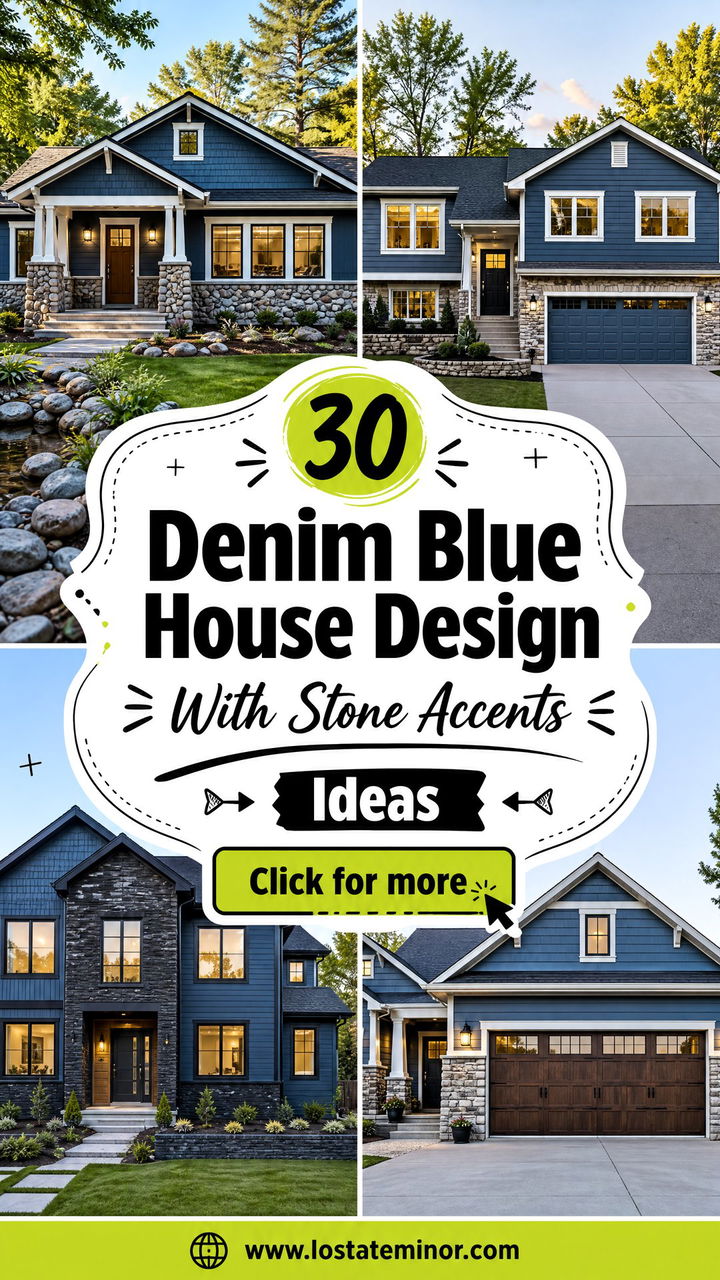 30 Denim Blue House Design With Stone Accents Ideas Youll Love - 30 Denim Blue House Design With Stone Accents Ideas You’ll Love