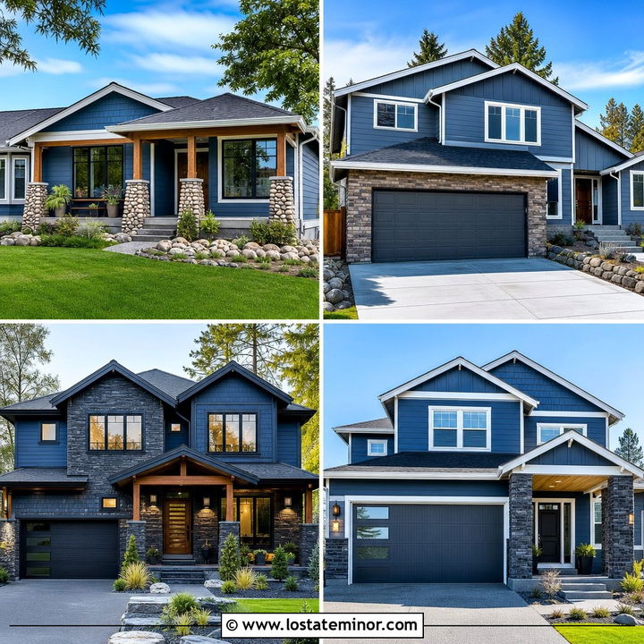30 Denim Blue House Design With Stone Accents Ideas You’ll Love
