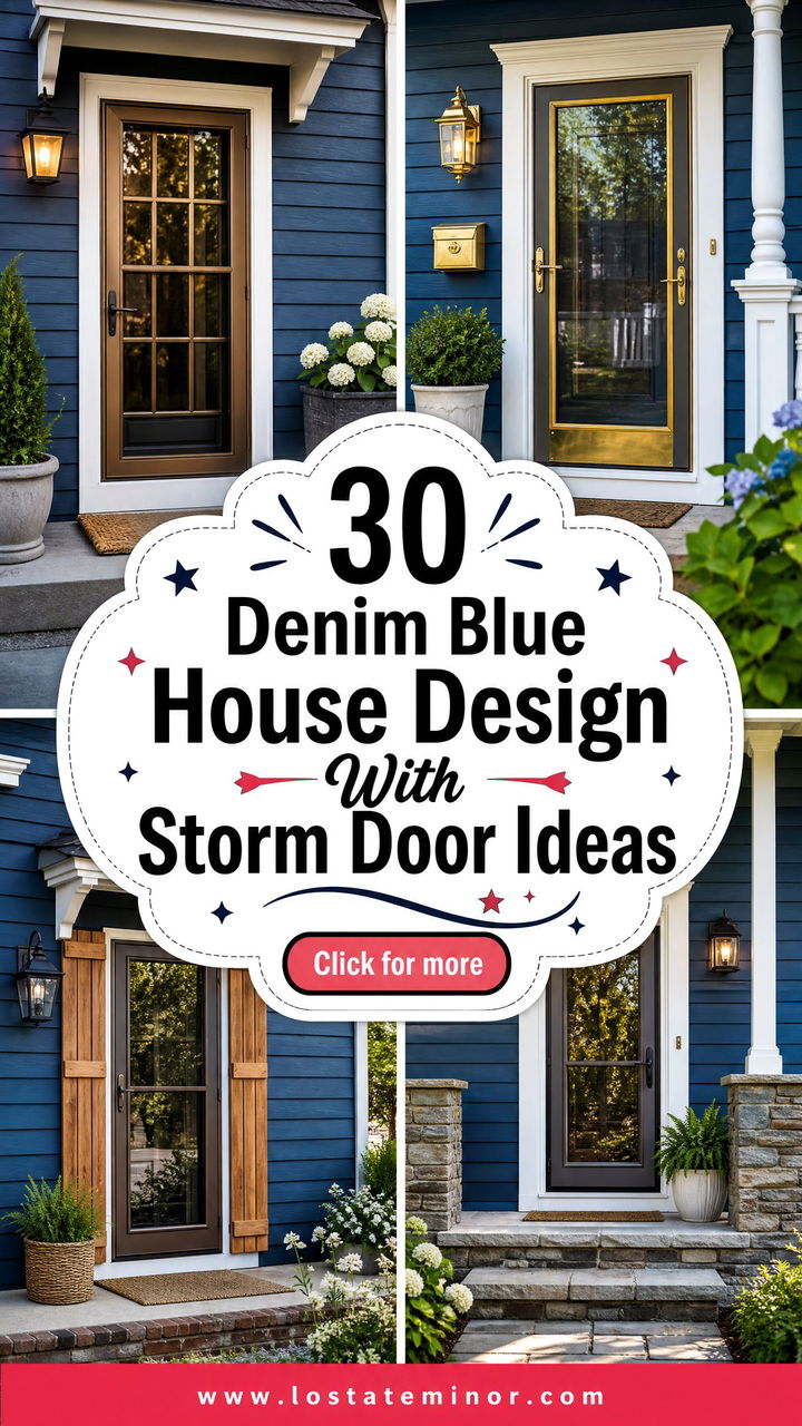 30 Denim Blue House Design With Storm Door Ideas for Any Season - 30 Denim Blue House Design With Storm Door Ideas for Any Season