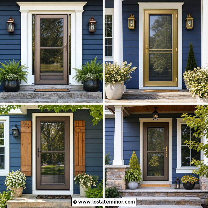 30 Denim Blue House Design With Storm Door Ideas for Any Season