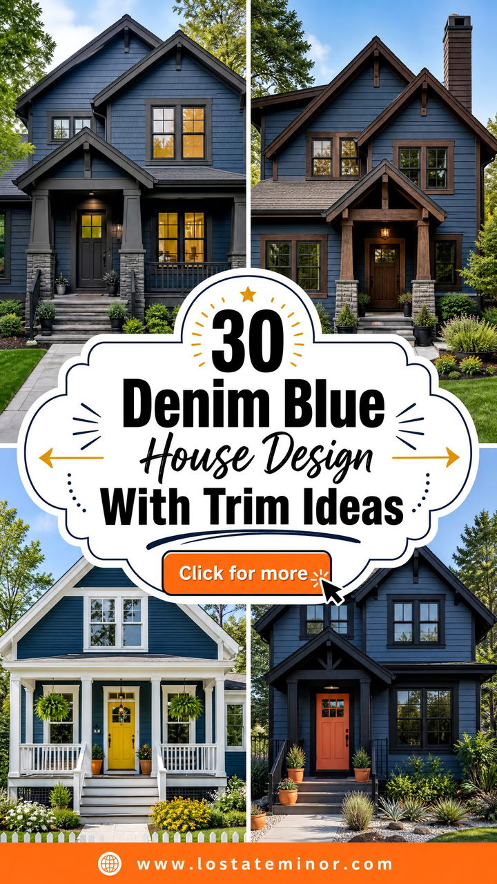 30 Denim Blue House Design With Trim Ideas for Curb Appeal - 30 Denim Blue House Design With Trim Ideas for Curb Appeal