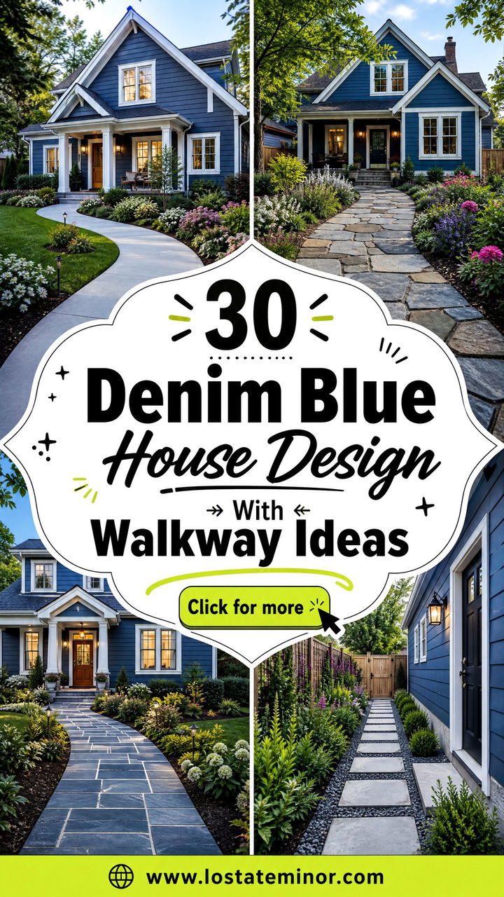 30 Denim Blue House Design With Walkway Ideas for Warm Welcomes - 30 Denim Blue House Design With Walkway Ideas for Warm Welcomes