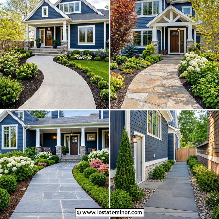 30 Denim Blue House Design With Walkway Ideas for Warm Welcomes