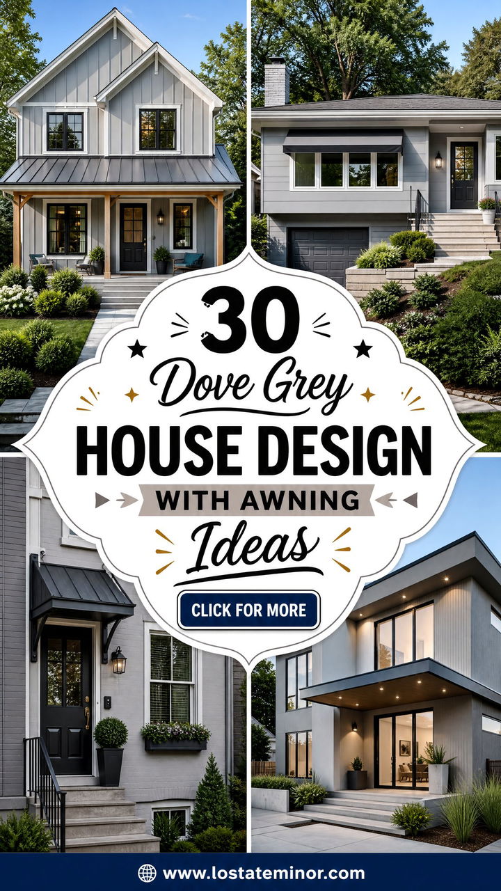30 Dove Grey House Design With Awning Ideas for Stylish Shade - 30 Dove Grey House Design With Awning Ideas for Stylish Shade