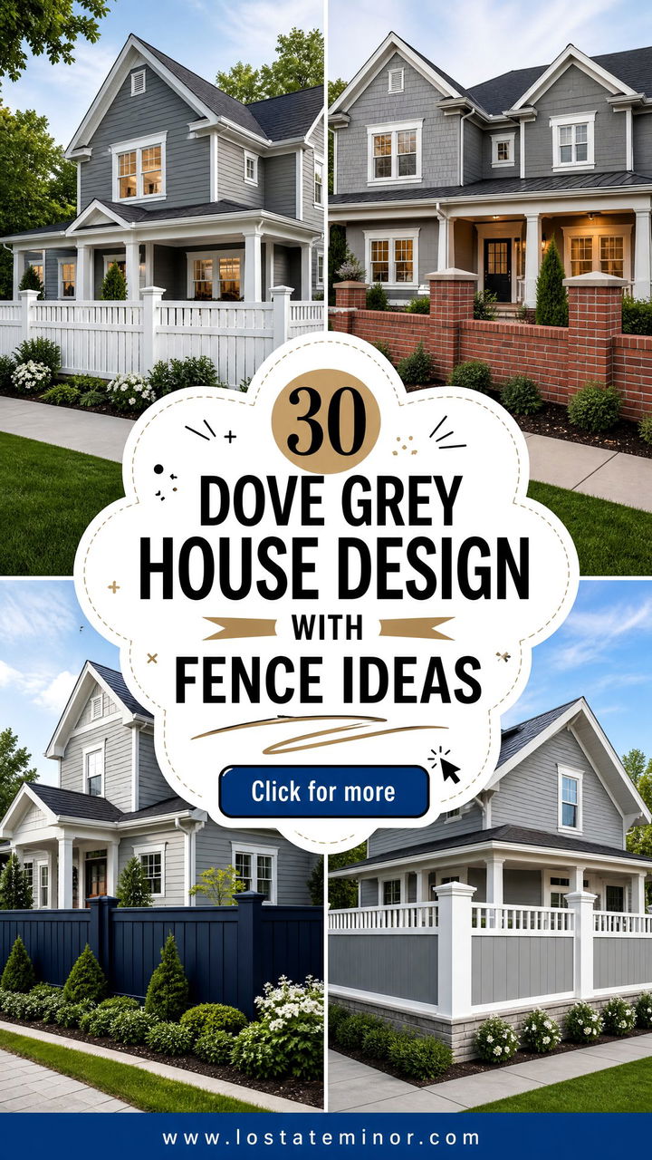 30 Dove Grey House Design With Fence Ideas for Timeless Style - 30 Dove Grey House Design With Fence Ideas for Timeless Style