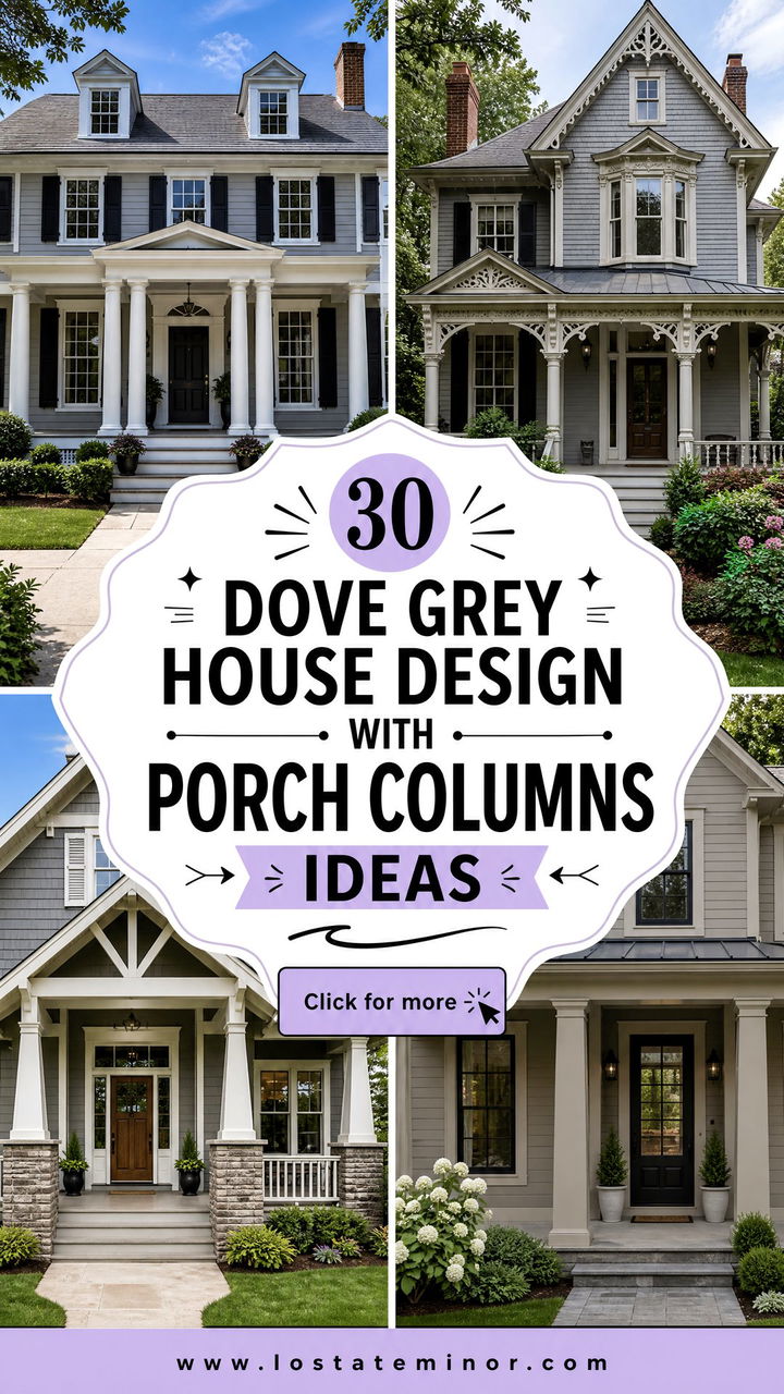 30 Dove Grey House Design With Porch Columns Ideas Youll Love - 30 Dove Grey House Design With Porch Columns Ideas You’ll Love