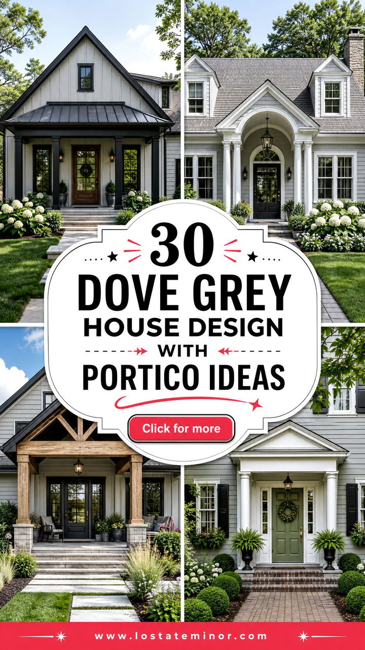 30 Dove Grey House Design With Portico Ideas for Elegant Entries - 30 Dove Grey House Design With Portico Ideas for Elegant Entries