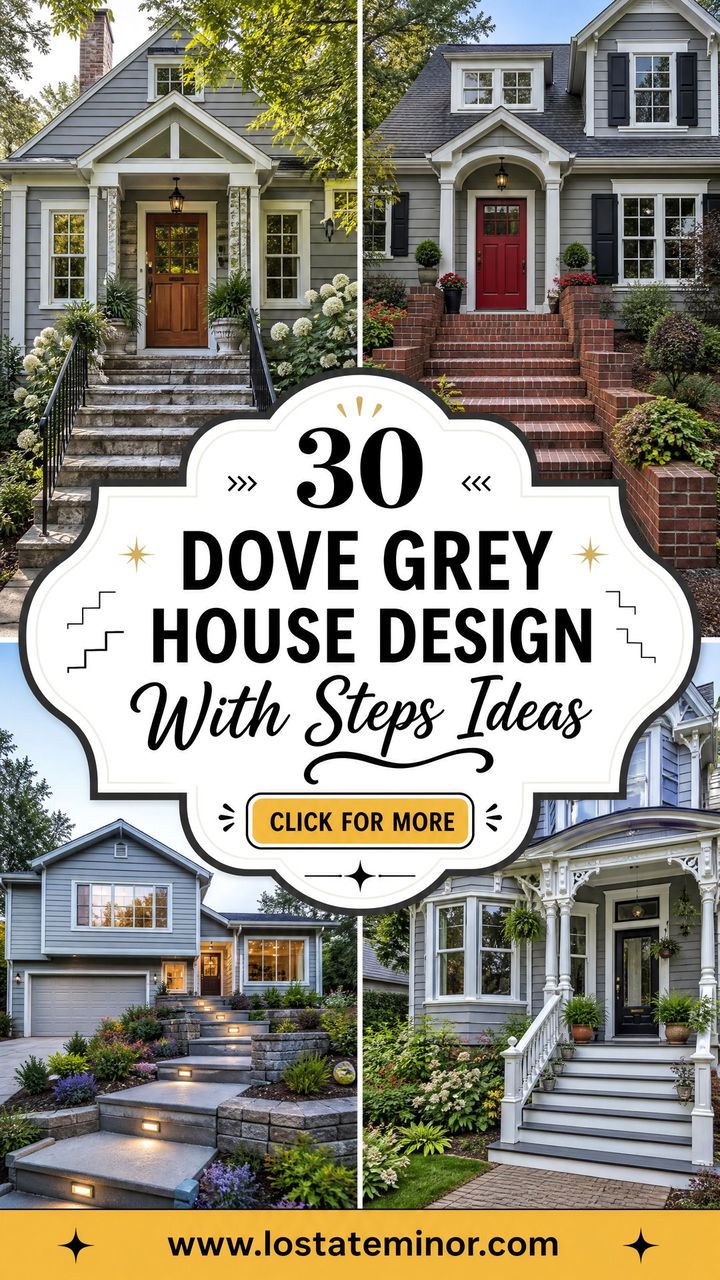 30 Dove Grey House Design With Steps Ideas for Warm Entryways - 30 Dove Grey House Design With Steps Ideas for Warm Entryways