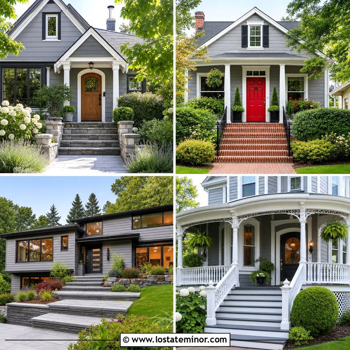 30 Dove Grey House Design With Steps Ideas for Warm Entryways