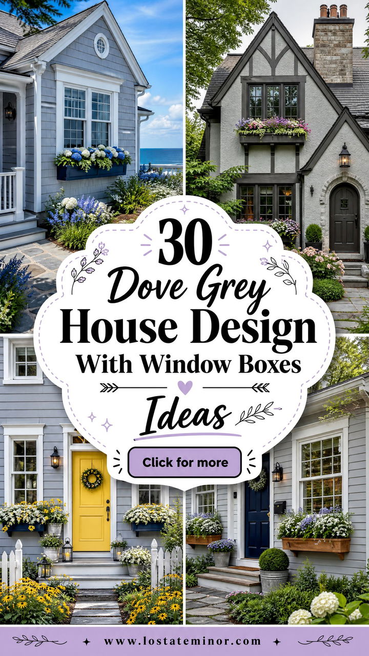 30 Dove Grey House Design With Window Boxes Ideas Cottage Charm - 30 Dove Grey House Design With Window Boxes Ideas: Cottage Charm