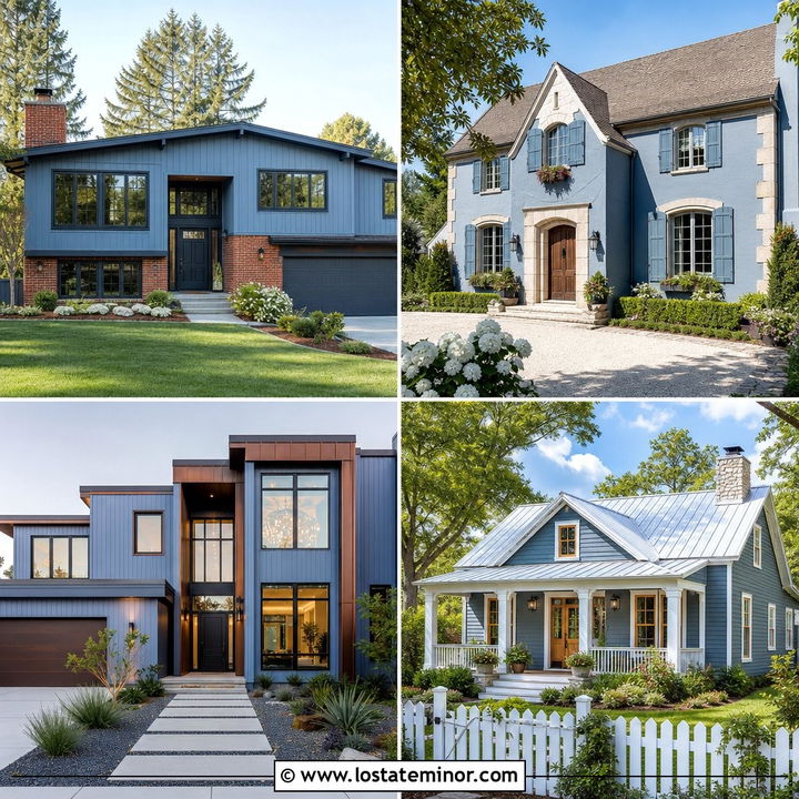 30 Dusty Blue House Design With Accents Ideas: Fresh Curb Appeal