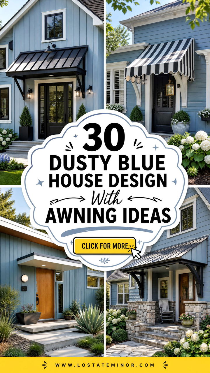 30 Dusty Blue House Design With Awning Ideas Charming Shade - 30 Dusty Blue House Design With Awning Ideas: Charming Shade