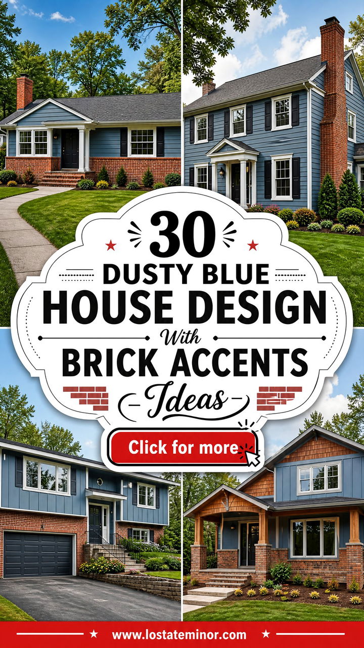 30 Dusty Blue House Design With Brick Accents Ideas for 2026 - 30 Dusty Blue House Design With Brick Accents Ideas for 2026