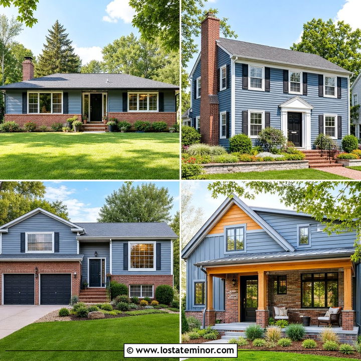 30 Dusty Blue House Design With Brick Accents Ideas for 2026