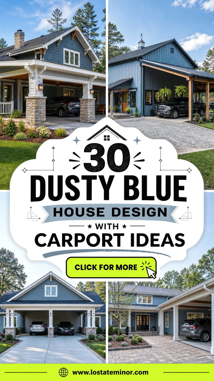 30 Dusty Blue House Design With Carport Ideas Smart Shelter - 30 Dusty Blue House Design With Carport Ideas: Smart Shelter