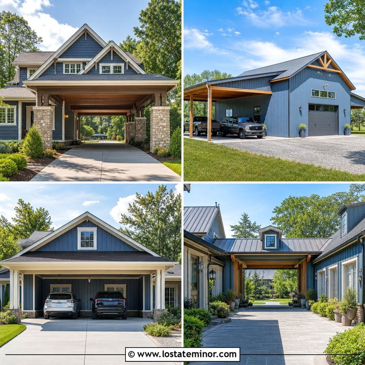 30 Dusty Blue House Design With Carport Ideas: Smart Shelter