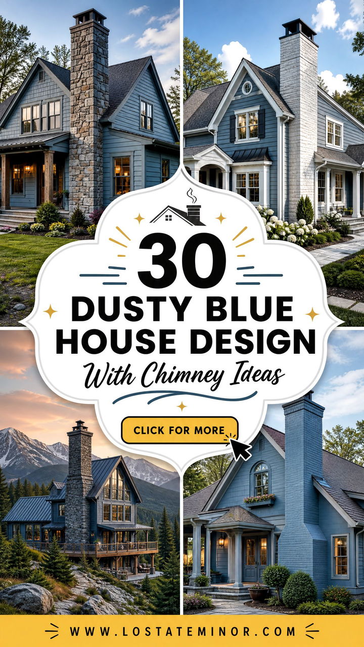 30 Dusty Blue House Design With Chimney Ideas Cozy Character - 30 Dusty Blue House Design With Chimney Ideas: Cozy Character