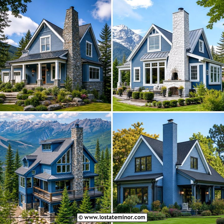 30 Dusty Blue House Design With Chimney Ideas: Cozy Character