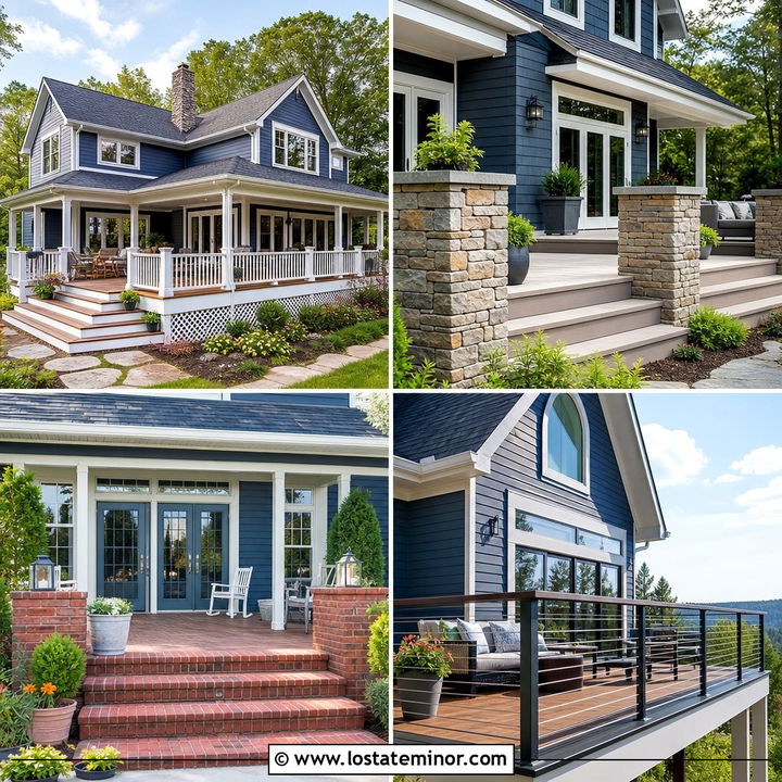 30 Dusty Blue House Design With Deck Ideas: Outdoor Living