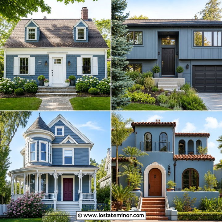 30 Dusty Blue House Design With Entry Door Ideas: Inviting Style