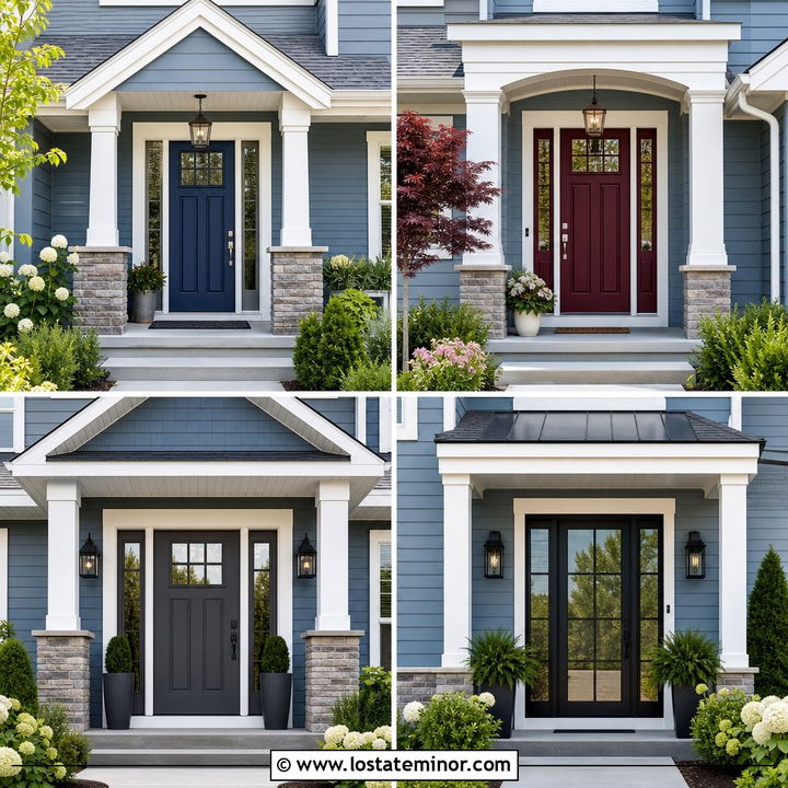 30 Dusty Blue House Design With Front Door Ideas That Welcome