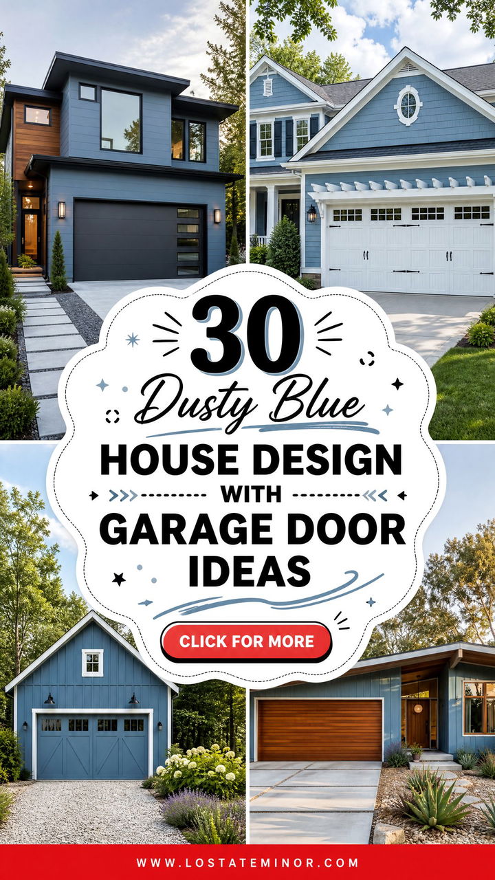 30 Dusty Blue House Design With Garage Door Ideas With Bold Style - 30 Dusty Blue House Design With Garage Door Ideas With Bold Style
