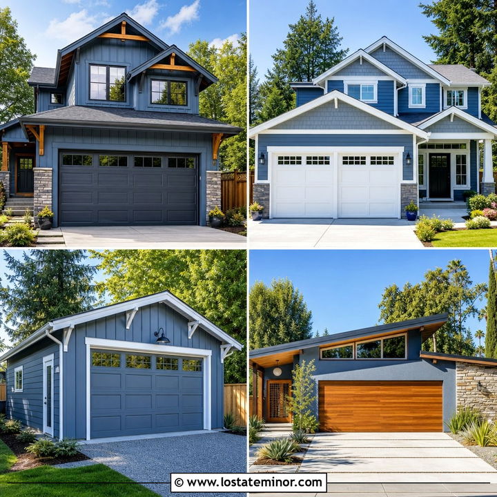 30 Dusty Blue House Design With Garage Door Ideas With Bold Style