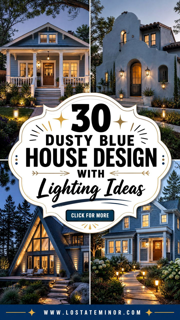 30 Dusty Blue House Design With Lighting Ideas for a Warm Glow - 30 Dusty Blue House Design With Lighting Ideas for a Warm Glow