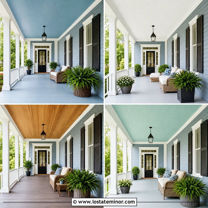 30 Dusty Blue House Design With Porch Ceiling Ideas That Inspire