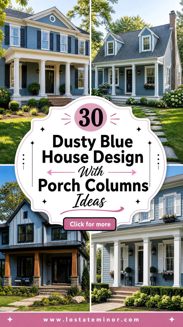 30 Dusty Blue House Design With Porch Columns Ideas That Impress - 30 Dusty Blue House Design With Porch Columns Ideas That Impress