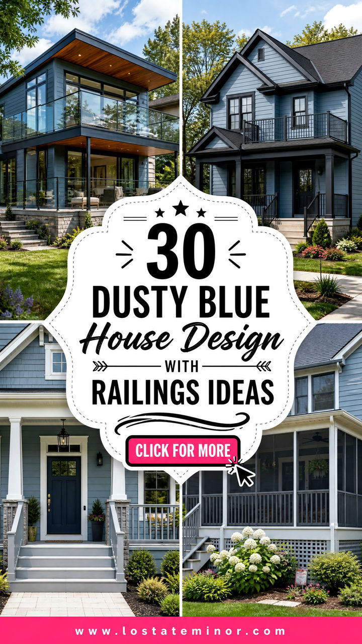30 Dusty Blue House Design With Railings Ideas for Polished Style - 30 Dusty Blue House Design With Railings Ideas for Polished Style