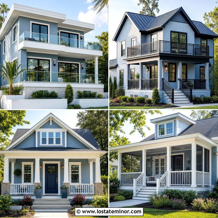 30 Dusty Blue House Design With Railings Ideas for Polished Style