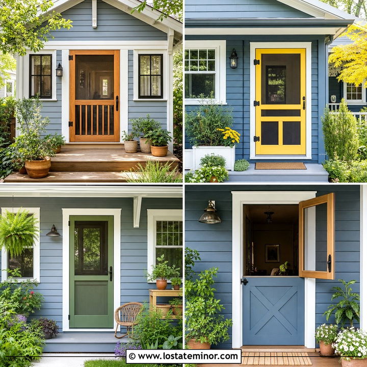 30 Dusty Blue House Design With Screen Door Ideas for Added Charm