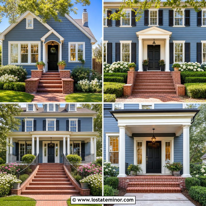 30 Dusty Blue House Design With Steps Ideas for a Warm Welcome