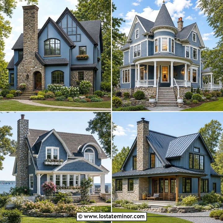 30 Dusty Blue House Design With Stone Accents Ideas to Inspire