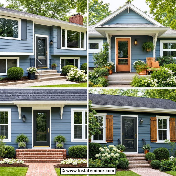 30 Dusty Blue House Design With Storm Door Ideas You’ll Love