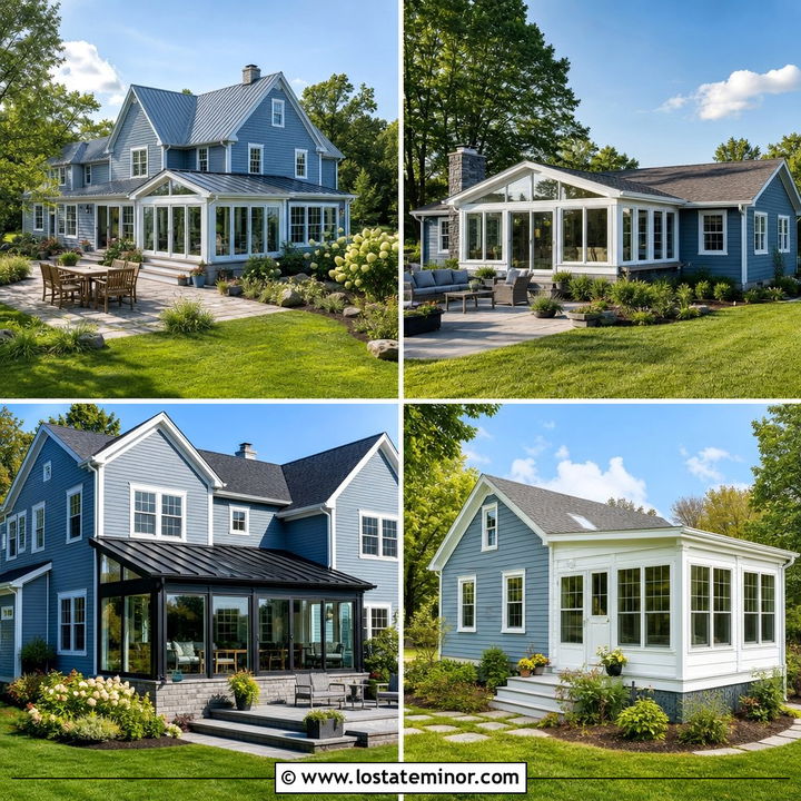 30 Dusty Blue House Design With Sunroom Ideas for Cozy Living