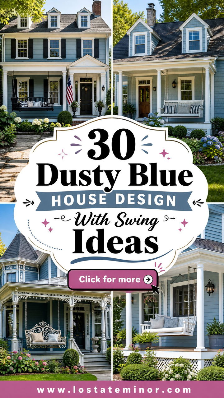 30 Dusty Blue House Design With Swing Ideas for a Cozy Porch - 30 Dusty Blue House Design With Swing Ideas for a Cozy Porch