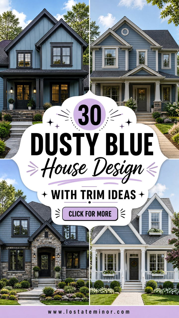 30 Dusty Blue House Design With Trim Ideas With Chic Style - 30 Dusty Blue House Design With Trim Ideas With Chic Style