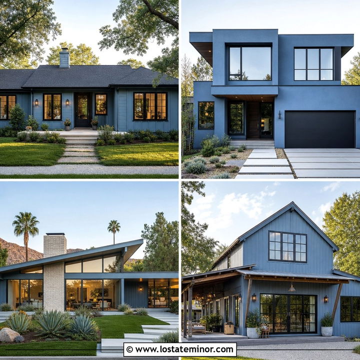30 Dusty Blue House Design With Window Frames Ideas to Inspire